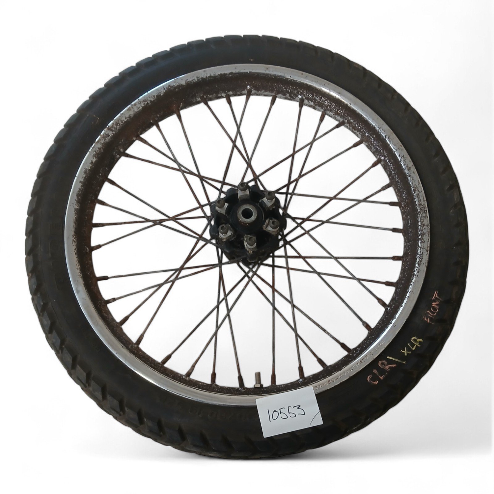10553_2028129-Photoroom.jpg Honda CLR125 125 1998-1999 Front Wheel Rim with Tyre OEM - Image 1