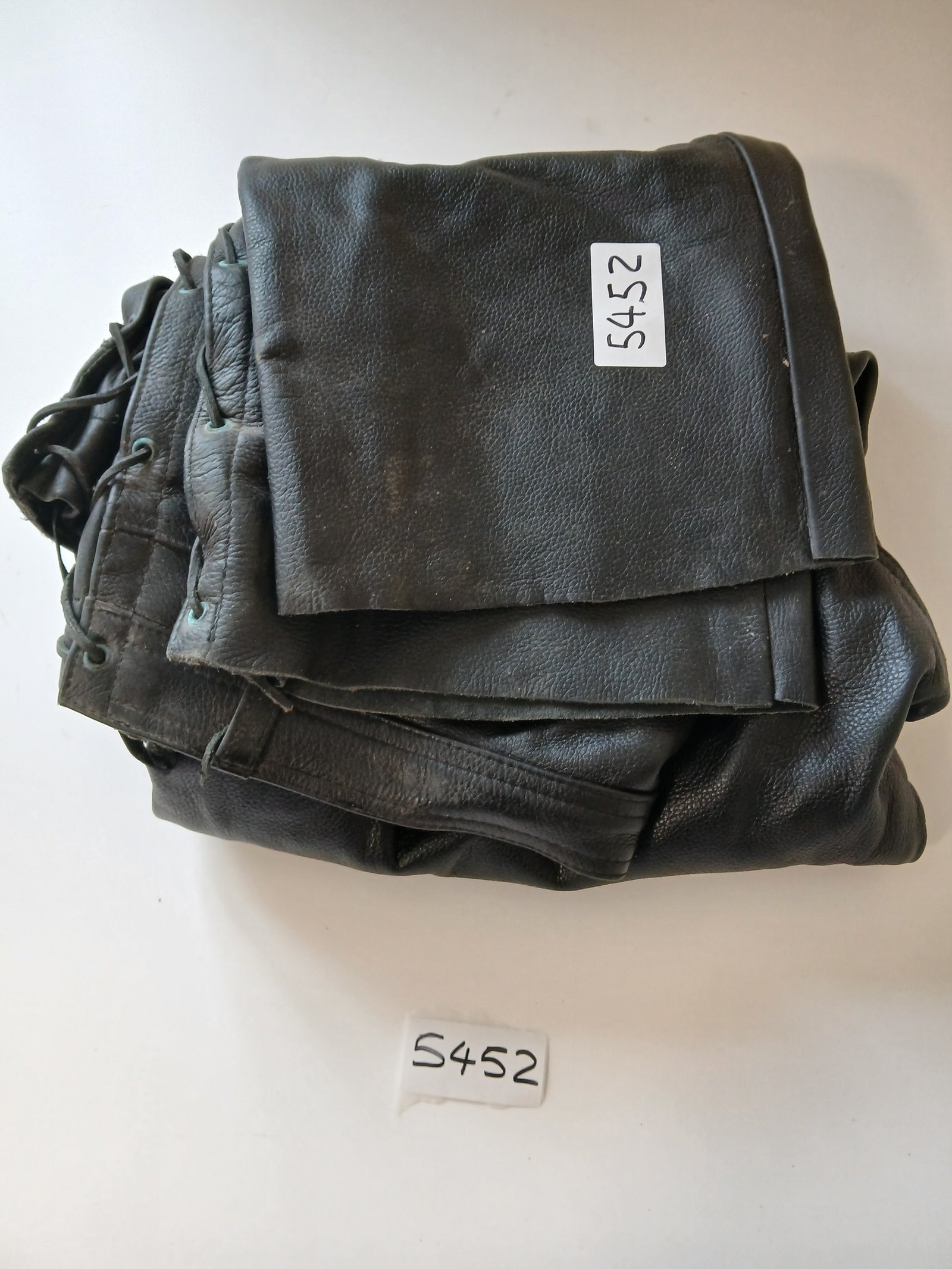 5452_2028129.jpg Leather Motorcycle Trousers SKINTAN Size 46 inside leg 31 Lace-up sides OEM - Image 1