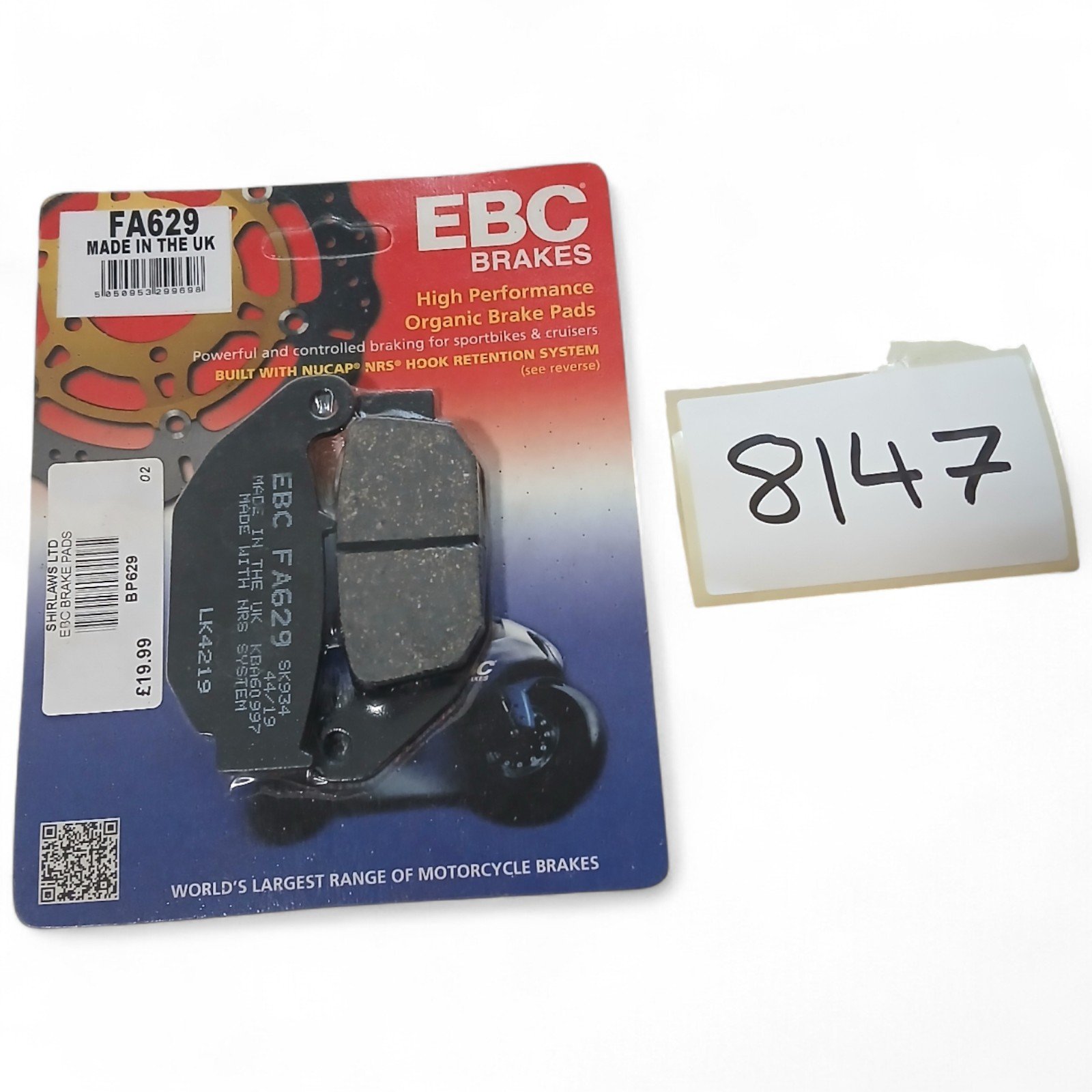 8147_2028129-Photoroom.jpg Benelli, Honda, Suzuki TNT - CBF CB CBR MSX CRF - GSXR 125 EBC - Brake PADS OEM EBC FA629 FA 629 - Image 1