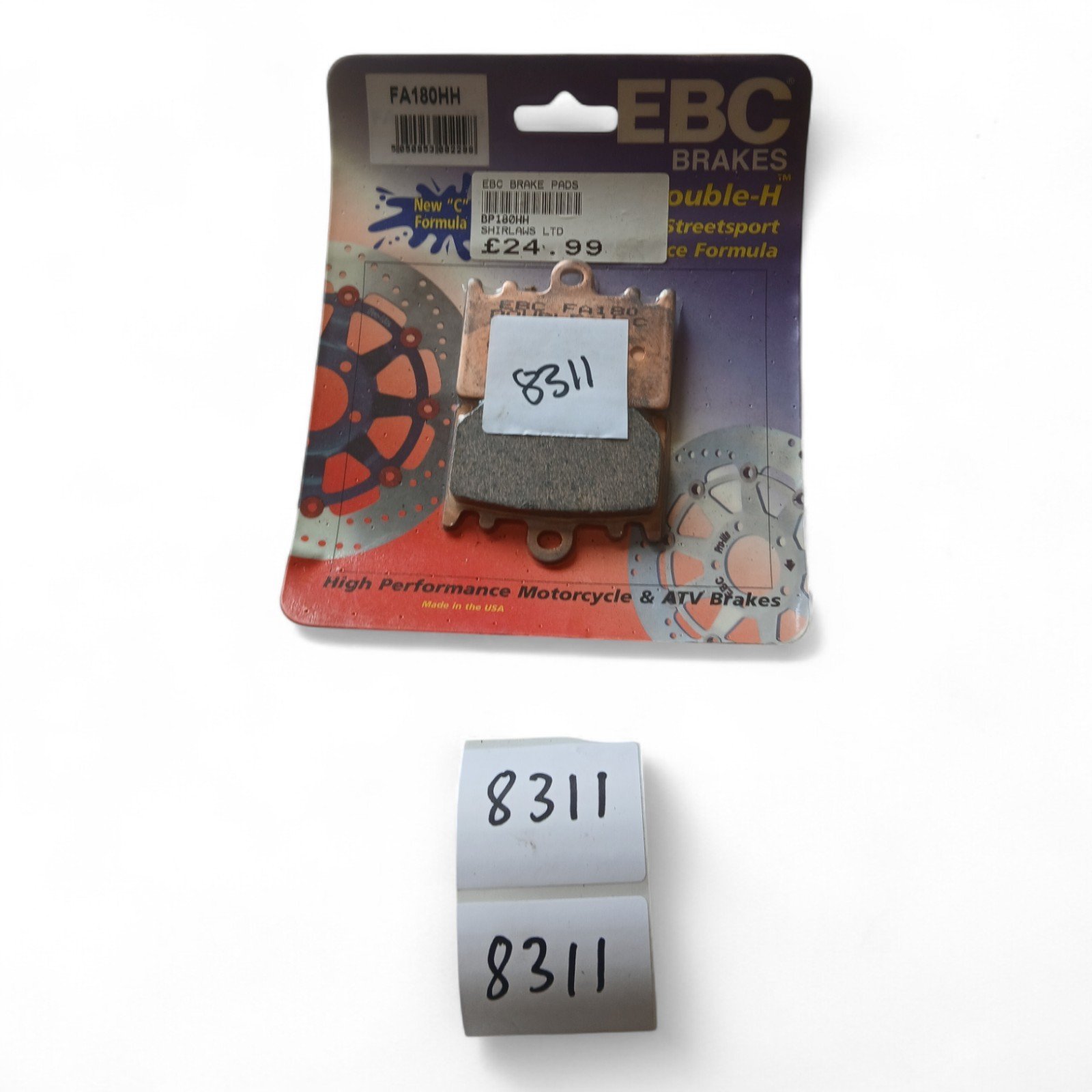 8311_2028129.jpg Kawasaki Suzuki ZXR400 L1-L9 - RGV 250T & others EBC - Brake PADS OEM EBC. FA180HH FA 180 HH - Image 1